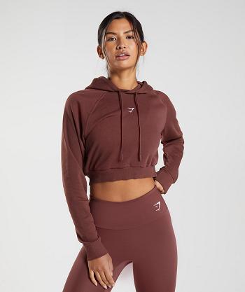 Gymshark Training Cropped Ženske Majica S Kapuljačom Roze Smeđe | HR 3564GSO